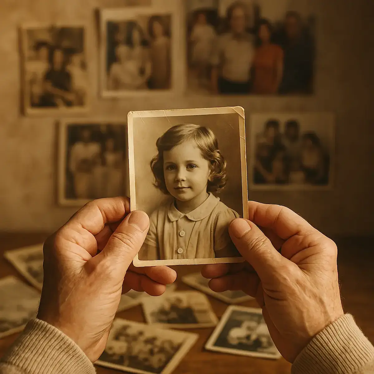 Hands holding a vintage photo, representing photo digitization