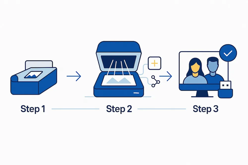 Illustration of the photo scanning process